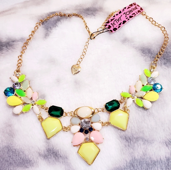 Gold-plated multicolor enamel Crystal chain necklace - Picture 9 of 12